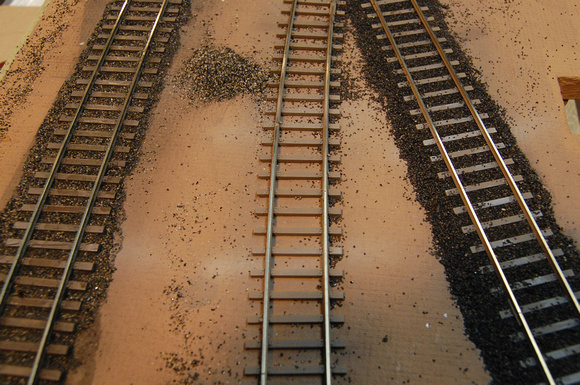 Cinder ballast comparison - Smith & Sons on left, Woodland Scenics on the right.